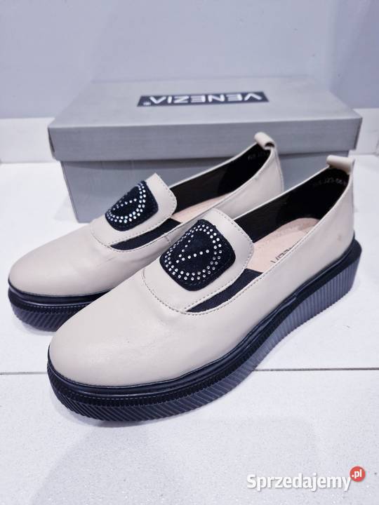 Damskie beżowe mokasyny Venezia Obuwie