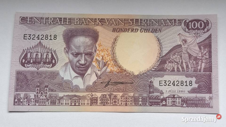 SURINAME100 GULDEN1986 r ŁADNY Numizmatyka Legionowo