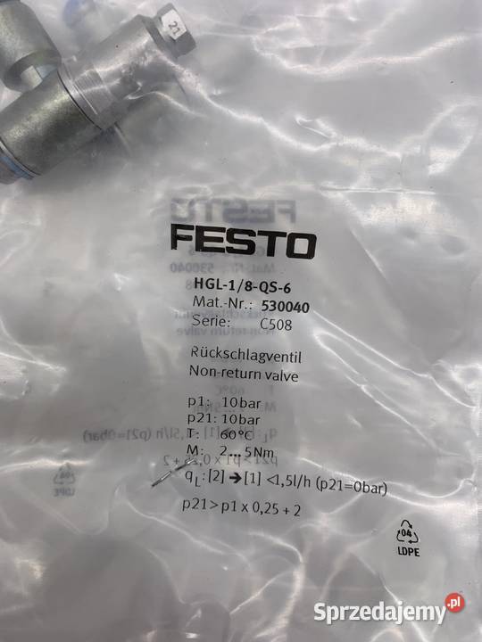 Festo HGL18QS6 530040 Zawór zwrotny sterowany Warszawa