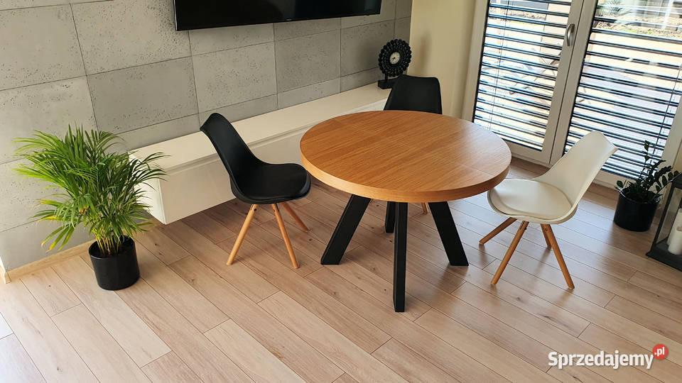 Nowoczesny stół dębowy okrągły rozkładany Loft 2 podkarpackie