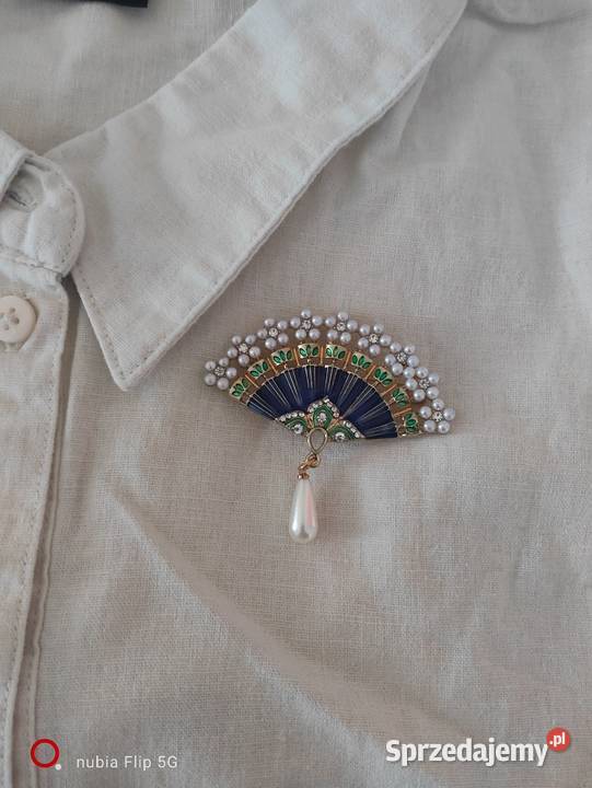 Broszka wachlarz z perłą sprzedam