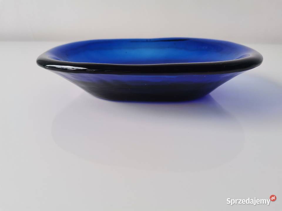 Stara niebieska mydelniczka szkło kobaltowe Katowice