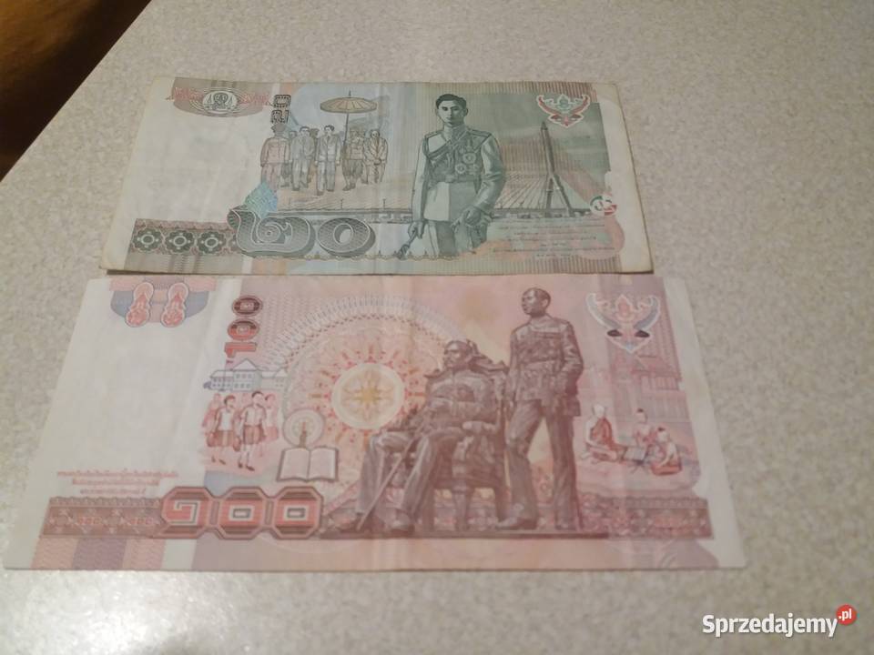 Banknoty 20 100 baht Tajlandia Numizmatyka Będzin