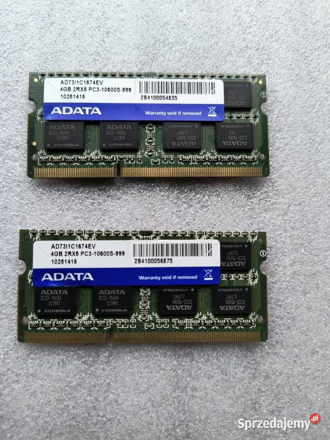 pamięci ADATA DDR3 SODIMM o pojemności 4GB każda śląskie Katowice