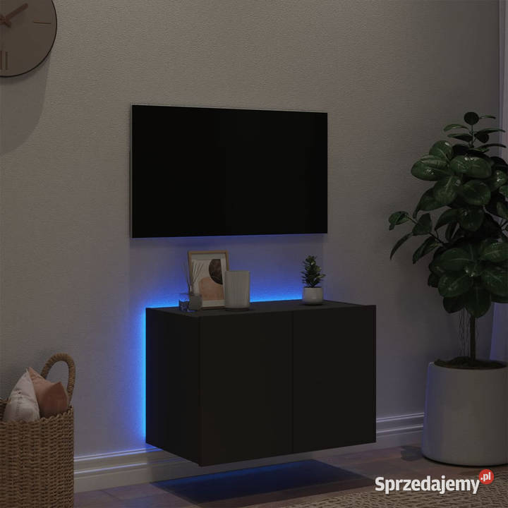 Ścienna szafka TV z LED czarna 60x35x41 WM837304 Warszawa
