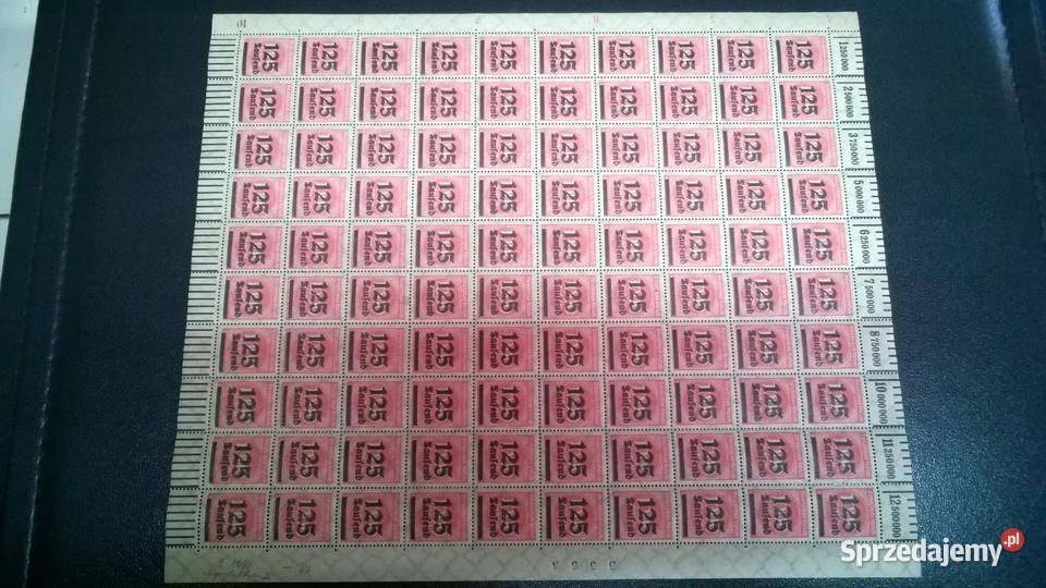 znaczki 125 marek 1923 Deutsches Reich ARKUSZ mazowieckie sprzedam