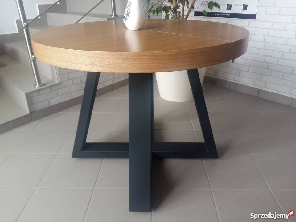 Stół okrągły dębowy LOFT loftowy lite drewno