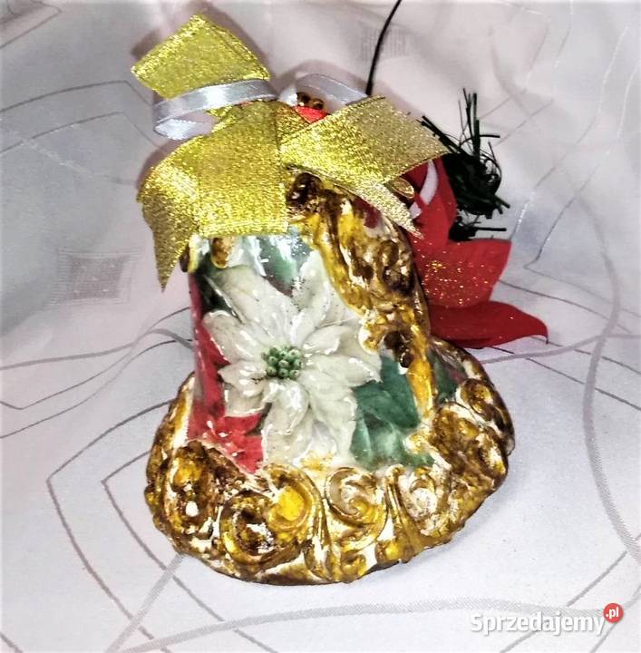 Duży dzwonek styropianowy handmade decoupage