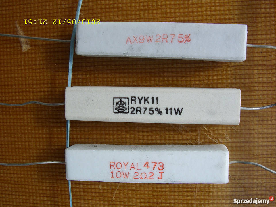 Rezystory drutowe RYK 11W 1R8 2R7 nieuzywane Wołów