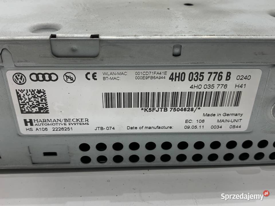 CZYTNIK MMI MULTIMEDIA AUDI A8 D4 4H0035776B