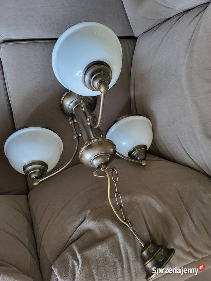 Piekna lampa mosiądz ceramika