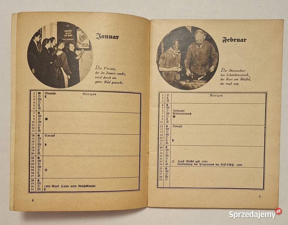 Stary Kalendarz II Wojna światowa III Rzesza śląskie Gliwice