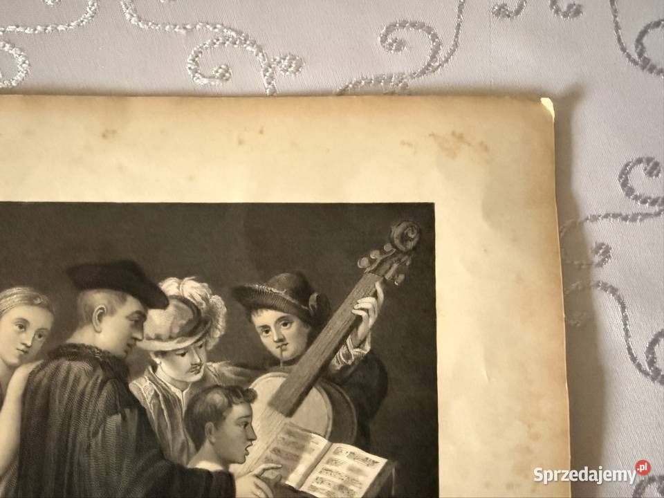 Antyczna rycina staloryt 1835 A Music Party Czerwionka-Leszczyny