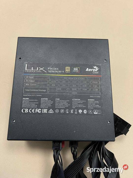 Zasilacz AeroCool LUX RGB 1000W Gwarancja śląskie Gliwice
