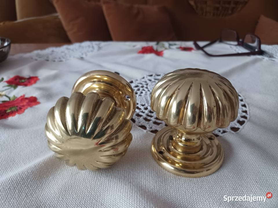 Mosiężny komplet gałek do drzwi Kolekcja wielkopolskie Poznań