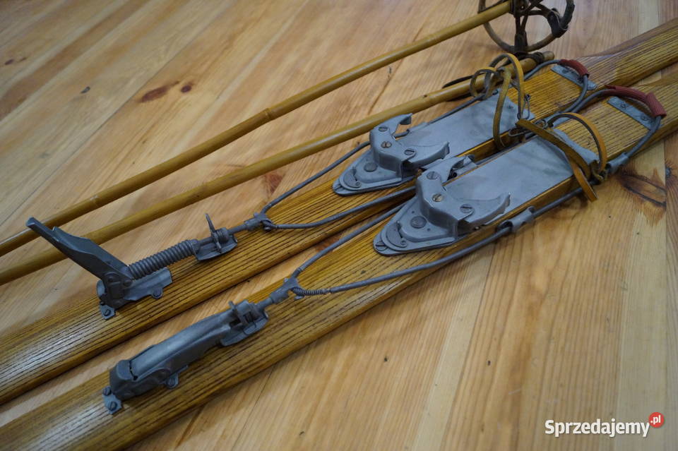 Stare narty jesionowe 185 z kijkami