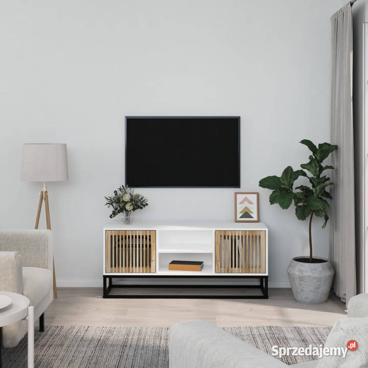 Szafka pod TV biała 105x30x45 materiał