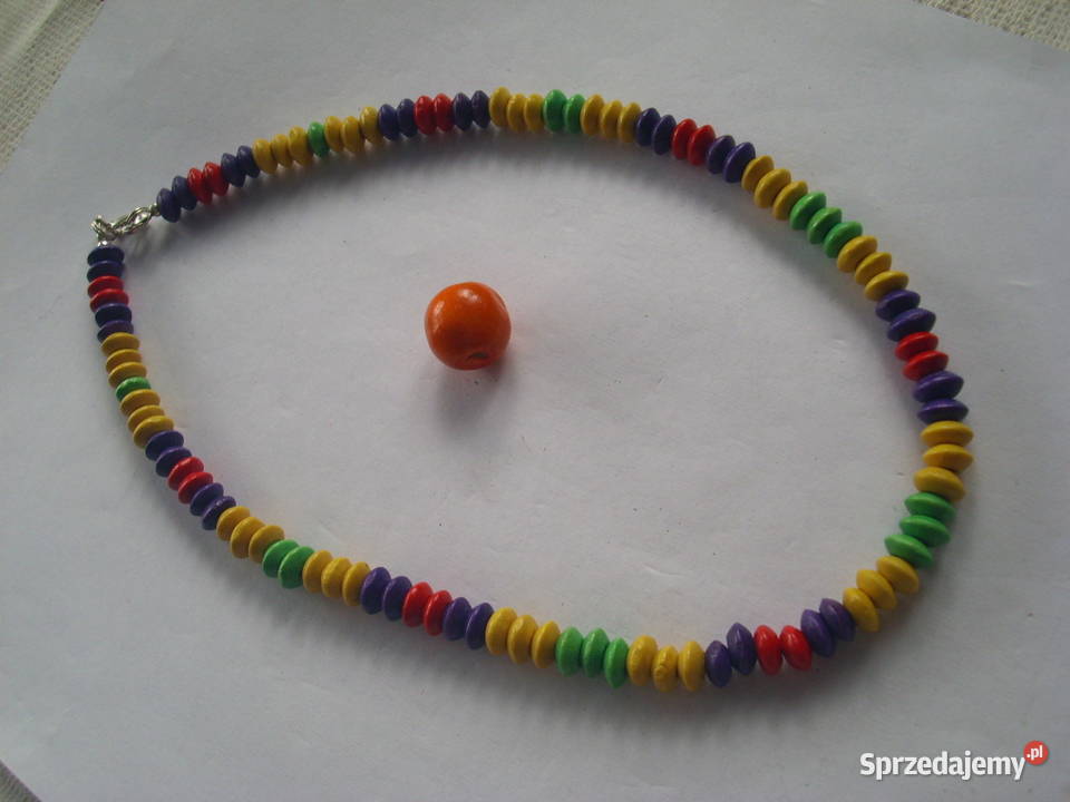 Kolorowy naszyjnik drewno uniseks Częstochowa sprzedam