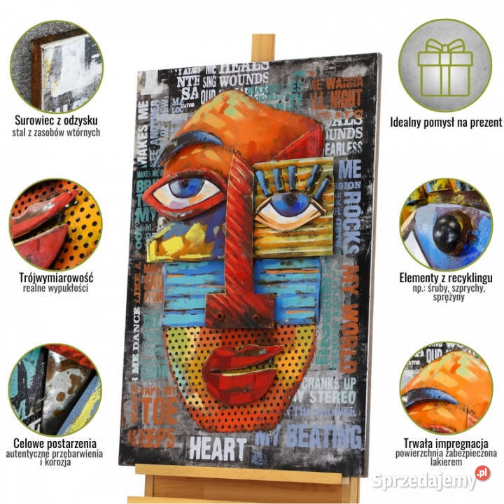 Obraz metalowy 3D LOFT KUBIZM 60x90 Chmielnik