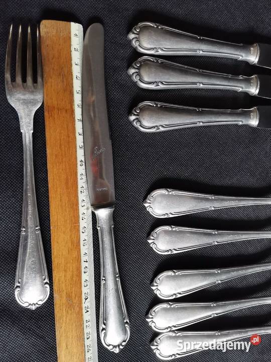 Stare posrebrzane sztućce 4 noże 5 widelców Gowe Antyki Antyki, Sztuka, Kolekcje Siemianowice Śląskie