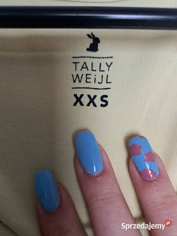 Żółty top Tally Weijl XXS delikatna elegancka Trąbki Wielkie