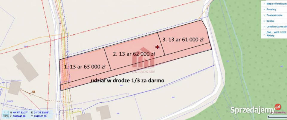 Grunt 1300m2 Wielopole Skrzyńskie