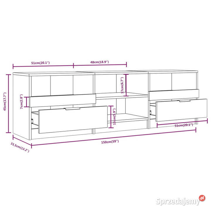 Szafka pod TV biała 150x335x45 materiał Warszawa