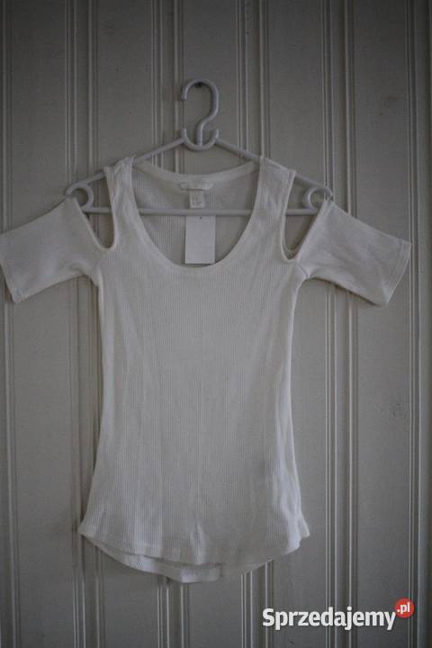 biały top HM xs 34 cold shoulder odkryte ramiona Inowrocław sprzedam