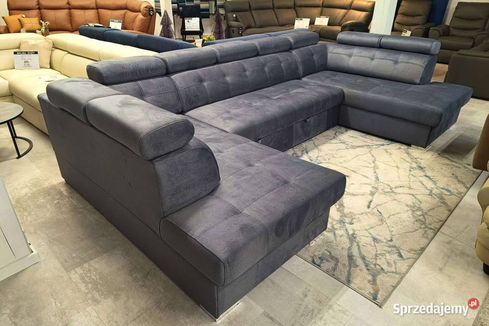 Narożnik ATLANTA U funkcja spania pojemnik 345cm Piasek sprzedam