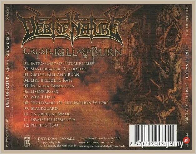 Debt Of Nature Crush Kill And Burn Album CD rock Płyty i kasety Krynica-Zdrój