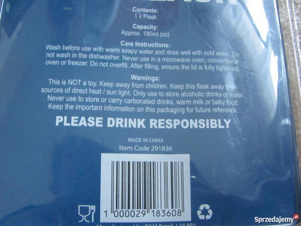 Piersiówka ze stali nierdzewnej niebieska Party Zamość