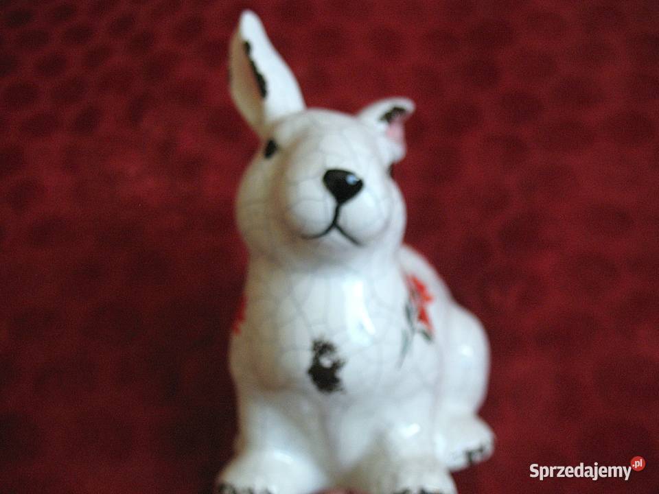 Zając z efektem crackle porcelana 17 x 17 x 10