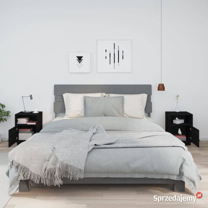 Szafki nocne 2 czarne 40x34x55 lite drewno Warszawa