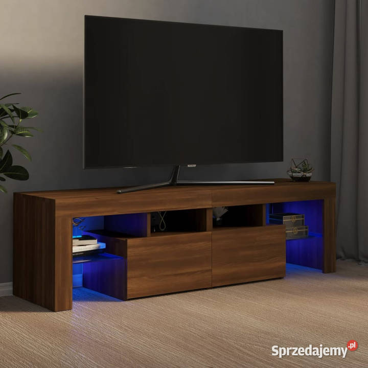 Szafka TV z oświetleniem LED brązowy dąb mazowieckie Warszawa