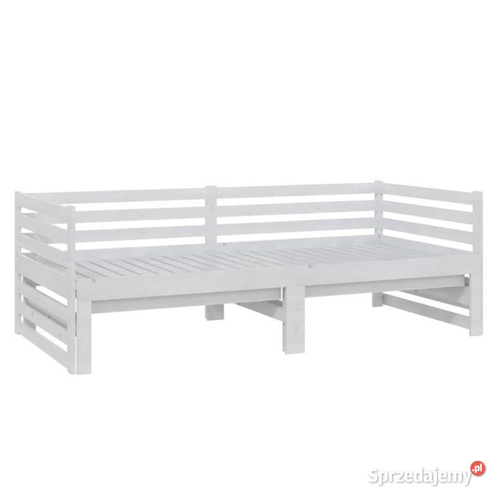 Łóżko wysuwane 2 x 90x200 białe lite drewno