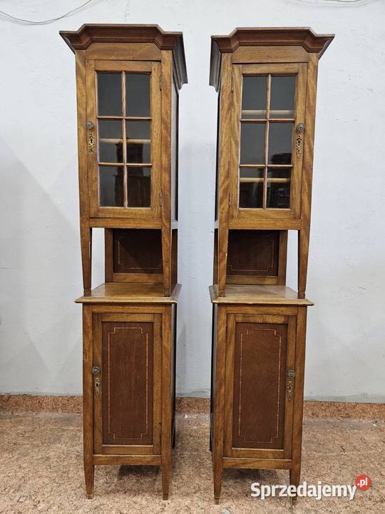 Wąska szafka witrynka słupek secesja