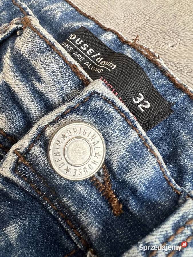 Jeansy spodnie skinny dżinsy rurki niebieskie Bez wzoru Jasło