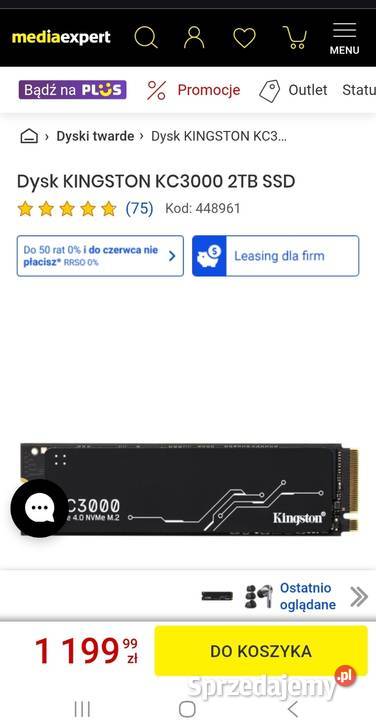 KINGSTON KC3000 2TB SSD PCI Express 40 x4 NVMe Oleśnica