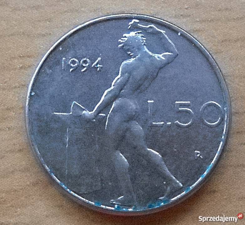 WŁOCHY50 LIRÓW1994 r STAL NIERDZEWNAKOWAL