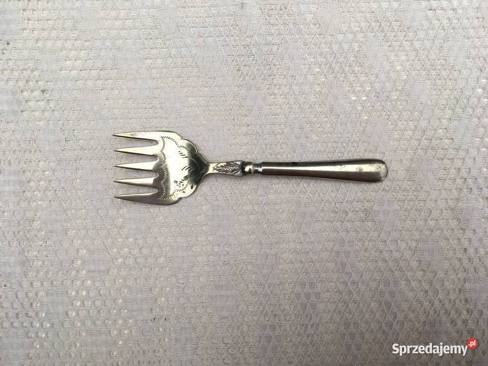 Stary angielski posrebrzany widelczyk do ryb Kraków