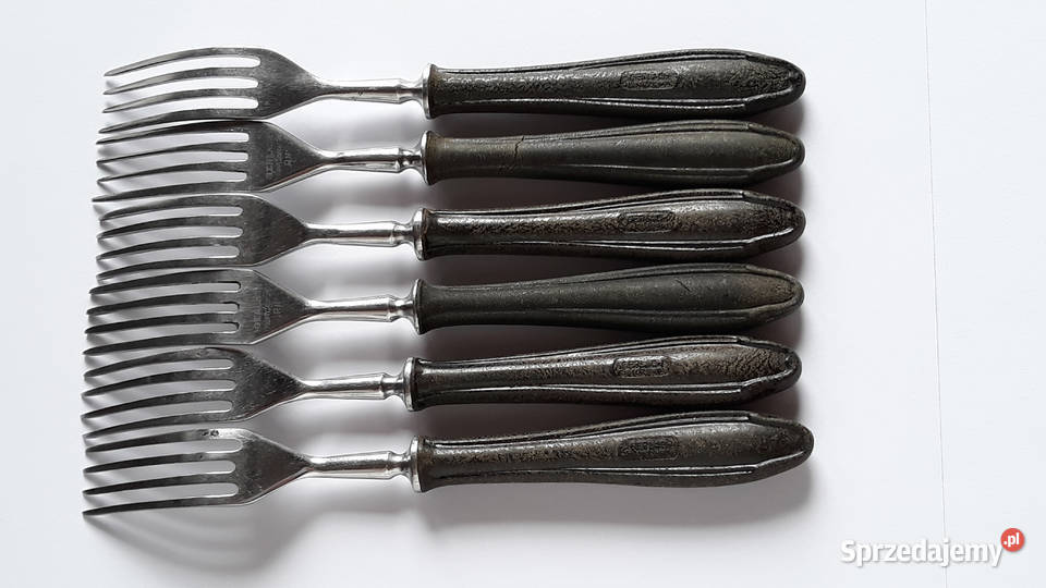 Widelce obiadowe 5 BAKELIT sztućce PRL Dąbrowa Górnicza