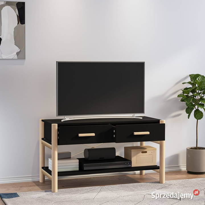 Szafka pod TV czarna 82x38x45 materiał RTV Warszawa