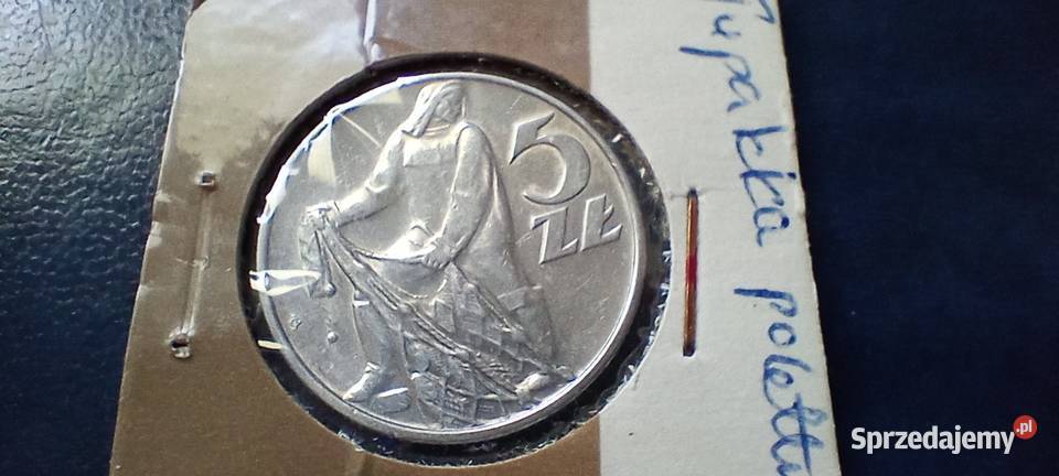 Stare monety 5 złotych 1974 Rybak PRL Polska Lesko