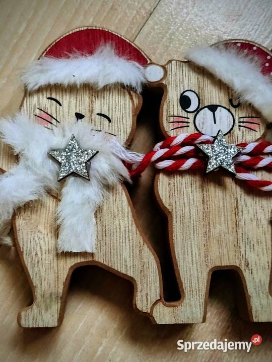 Dekoracja drewniana kotki mikołajki śląskie Katowice