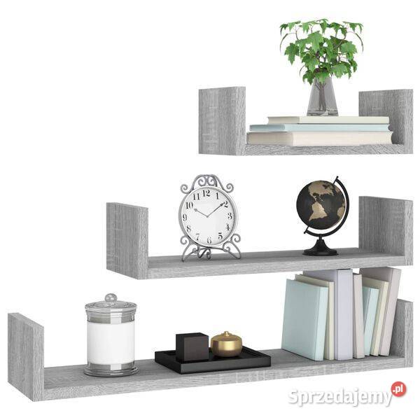 vidaXL Półki ścienne 3 szary dąb sonomaSKU815262