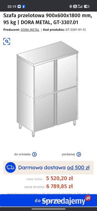 Szafa przelotowa 900x600x1800 mm DORA METAL
