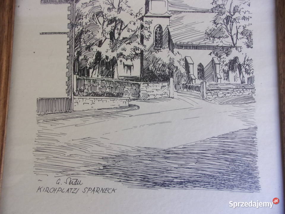 Ładna stylowa rycina wykonana piórkiem w Warszawa sprzedam