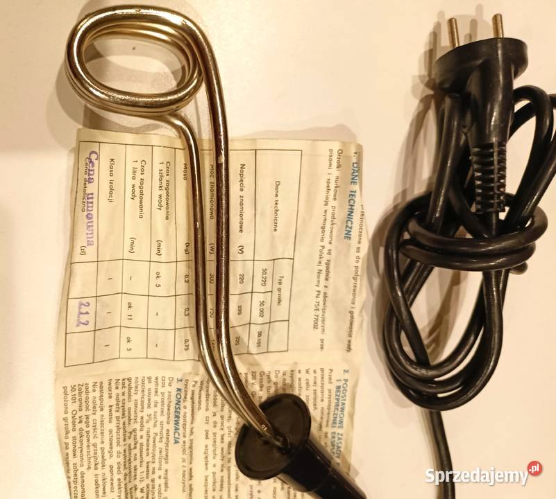 Duża grzałka nurkowa Selfa z PRL 750 W Łódź sprzedam