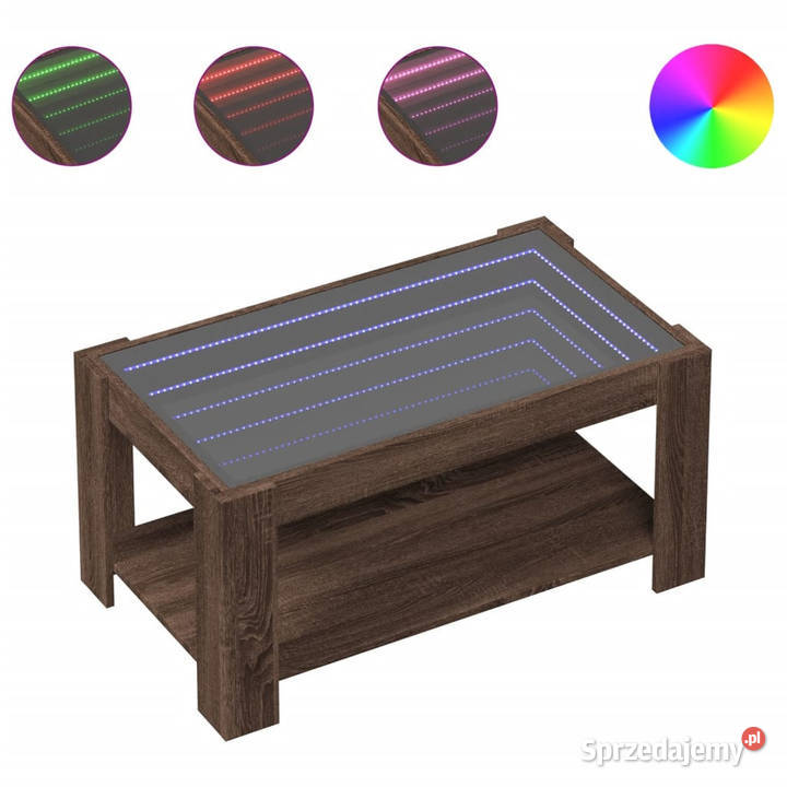 Stolik kawowy z LED brązowy dąb 93x53x45 Warszawa