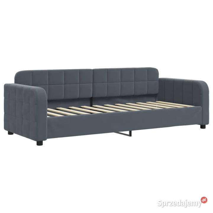Sofa z materacem do spania ciemnoszara aksamit Warszawa